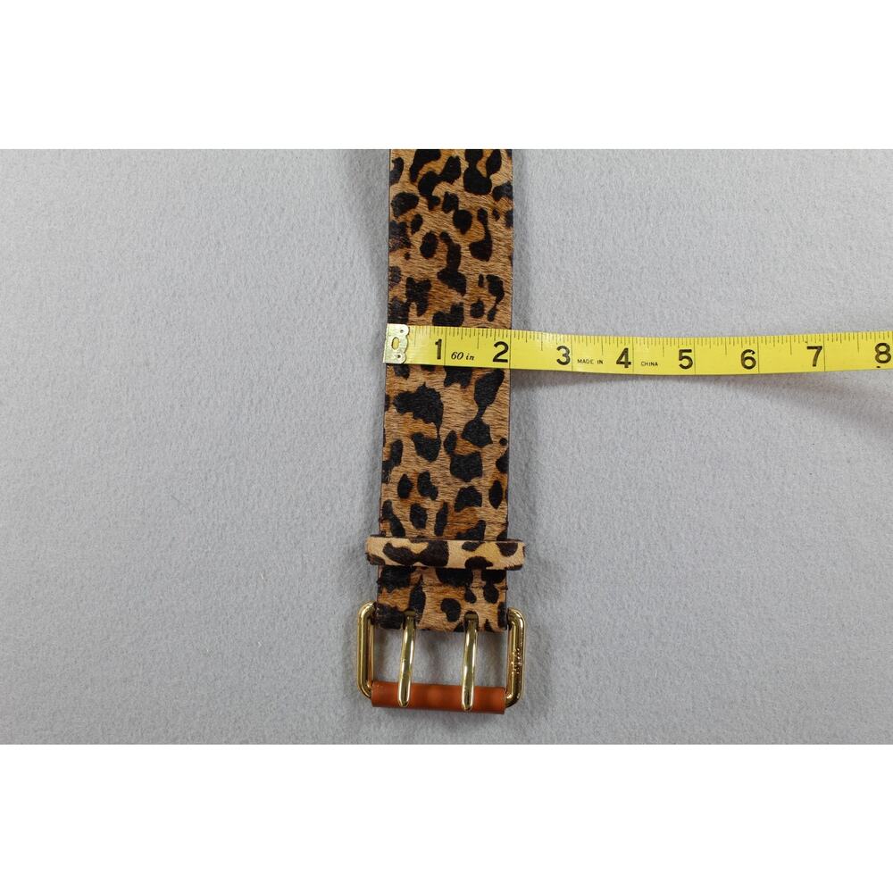 Lauren Ralph Lauren Belt Women's M Brown Leopard Print Wide Waist Leather Buckle - Picture 9 of 15